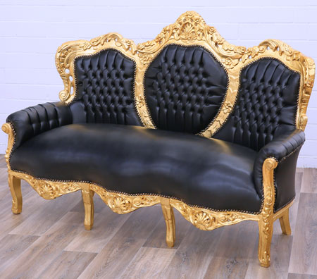 Barockstil 3-Sitzer Sofa schwarz-gold