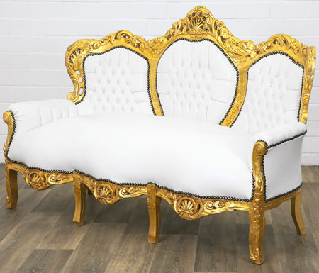 Barock 3-Sitzer Sofa gold-weiss